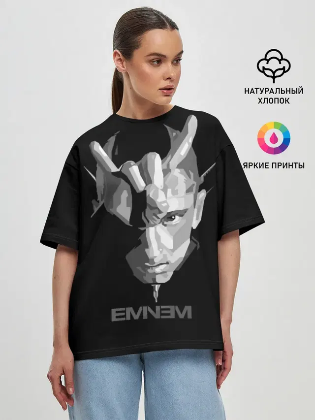 Женская футболка оверсайз с принтом «Eminem»