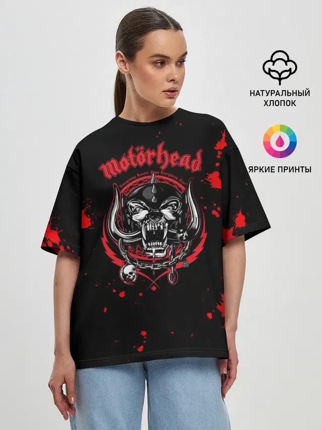 Женская футболка оверсайз с принтом «Motorhead — Motrhead»