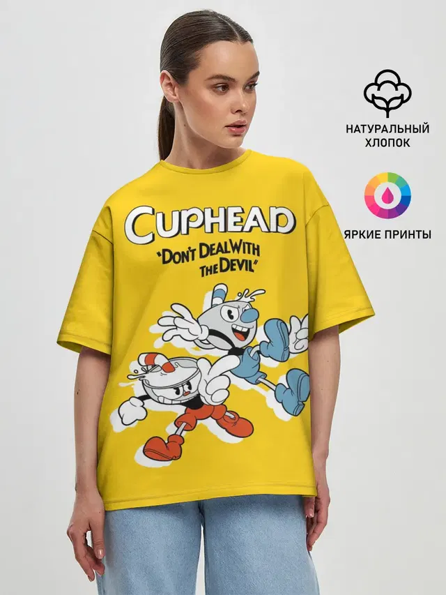 Женская футболка оверсайз с принтом «Mugman»