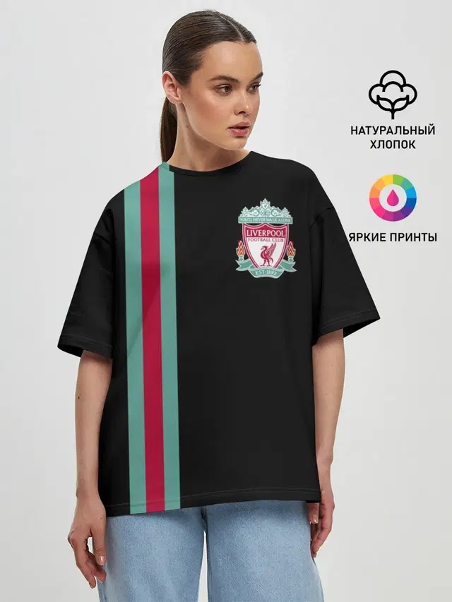 Женская футболка оверсайз с принтом «Liverpool FC»