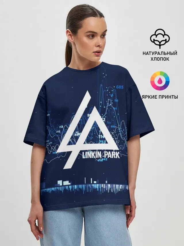 Женская футболка оверсайз с принтом «Linkin Park music collection»