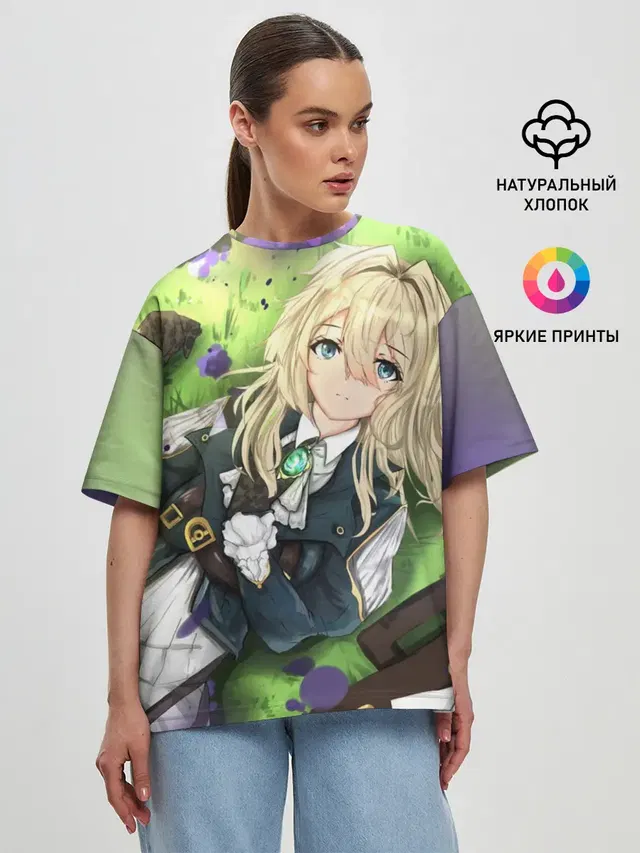 Женская футболка оверсайз с принтом «Violet Evergarden»