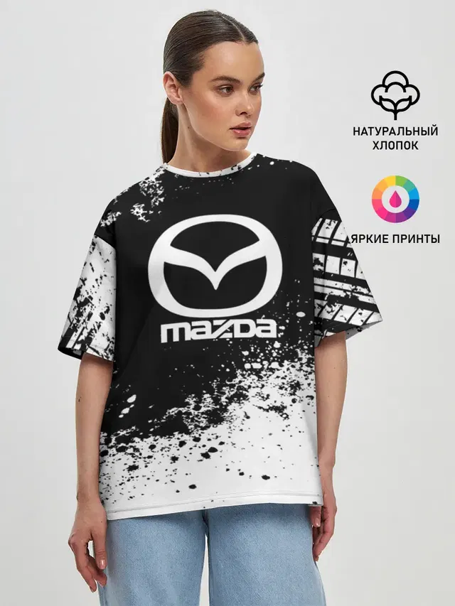 Женская футболка оверсайз с принтом «Mazda — Mazda abstract sport»