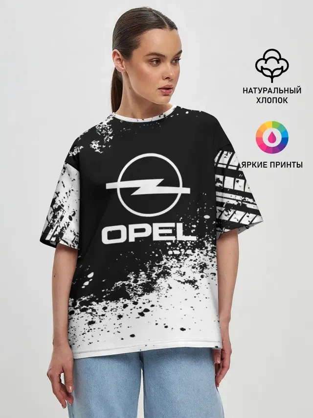 Женская футболка оверсайз с принтом «Opel — Opel abstract sport»