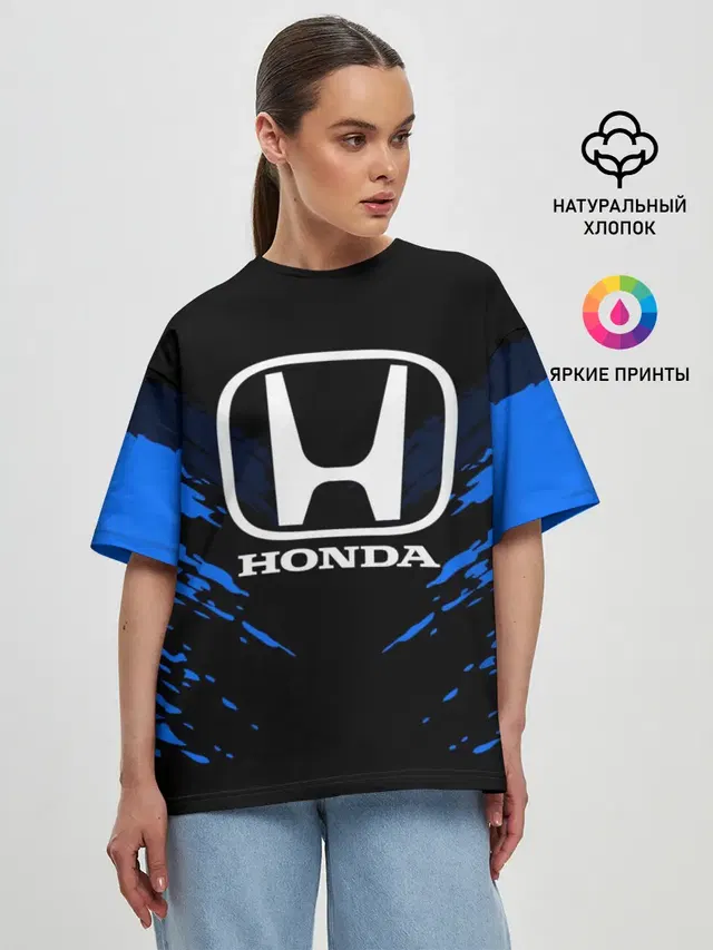 Женская футболка оверсайз с принтом «Honda — HONDA SPORT COLLECTION»