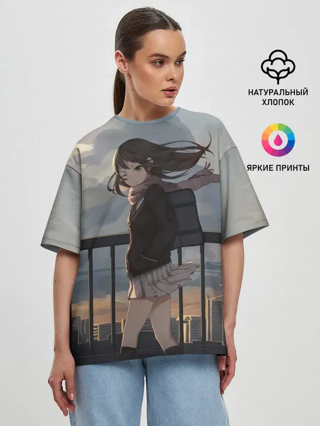 Женская футболка оверсайз