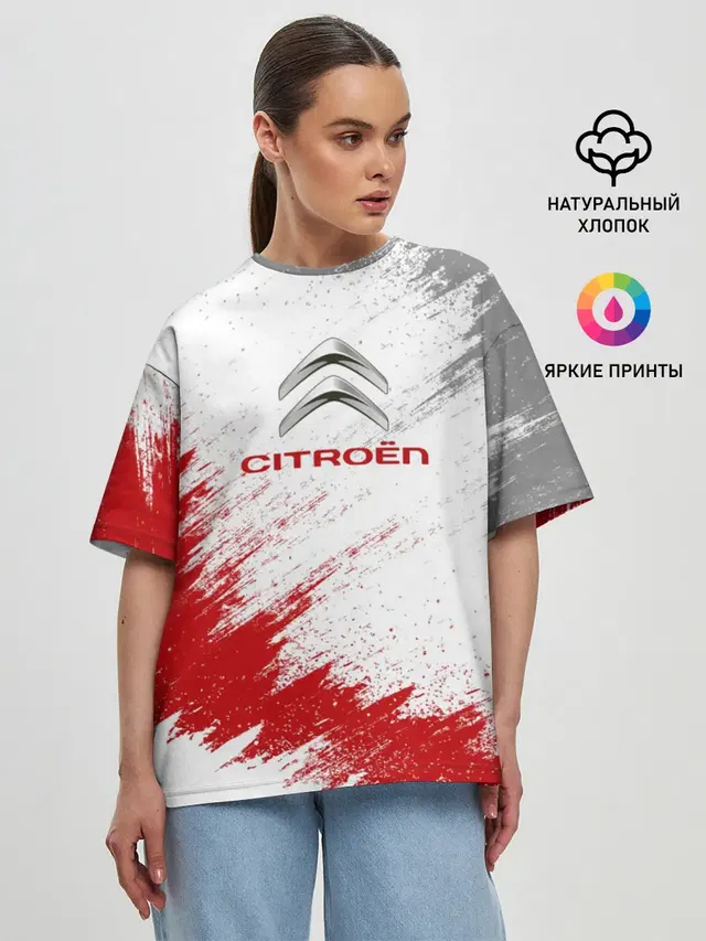 Женская футболка оверсайз с принтом «Citroen»