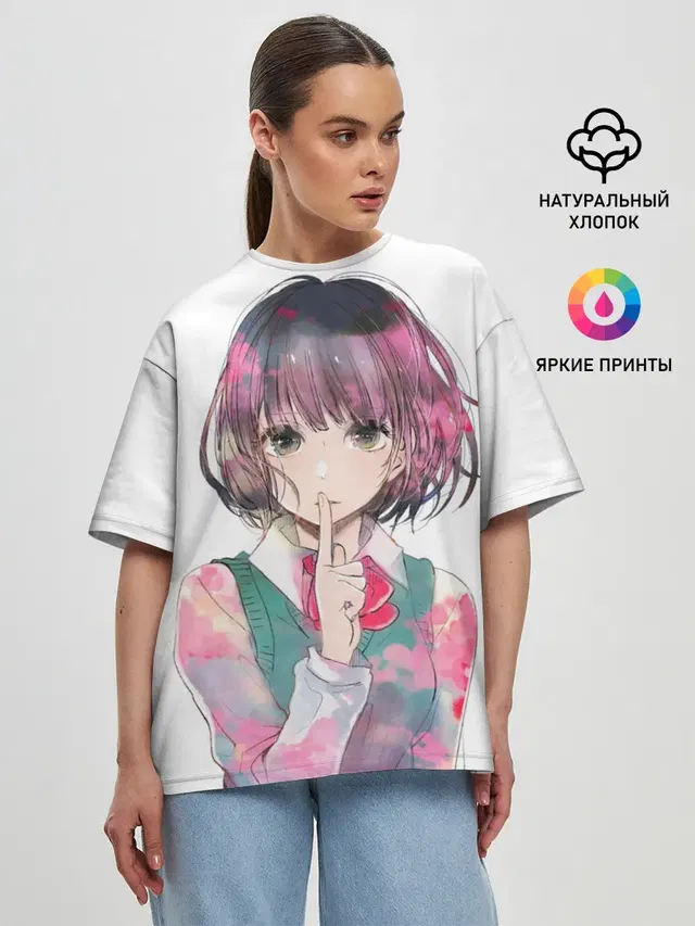Женская футболка оверсайз с принтом «Kuzu no Honkai»