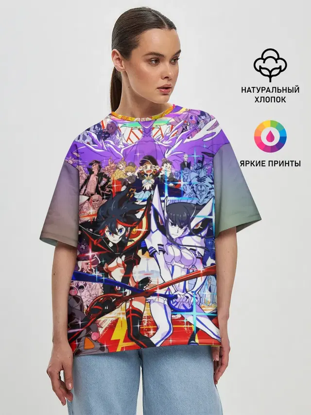 Женская футболка оверсайз с принтом «Ryuko Matoi — Kill La Kill полный набор»