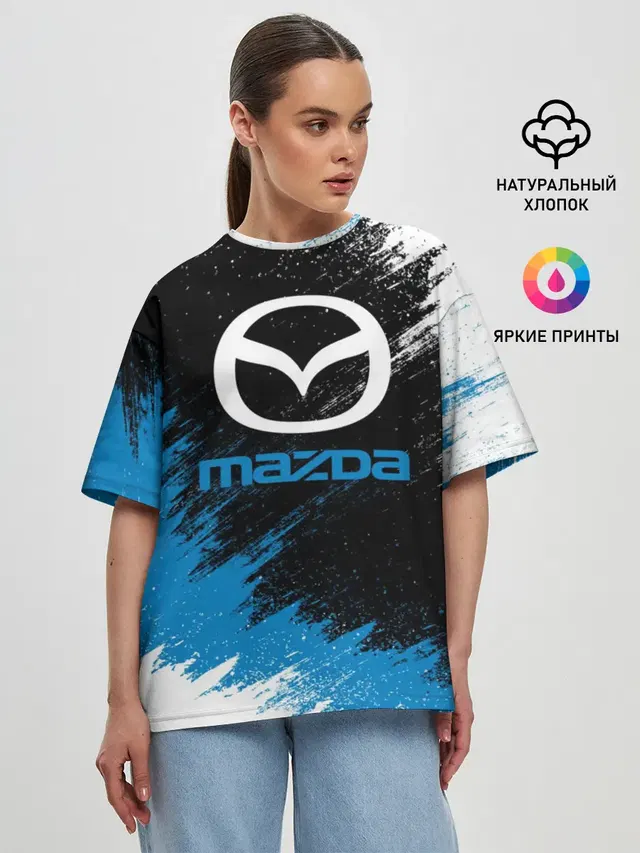 Женская футболка оверсайз с принтом «Mazda»