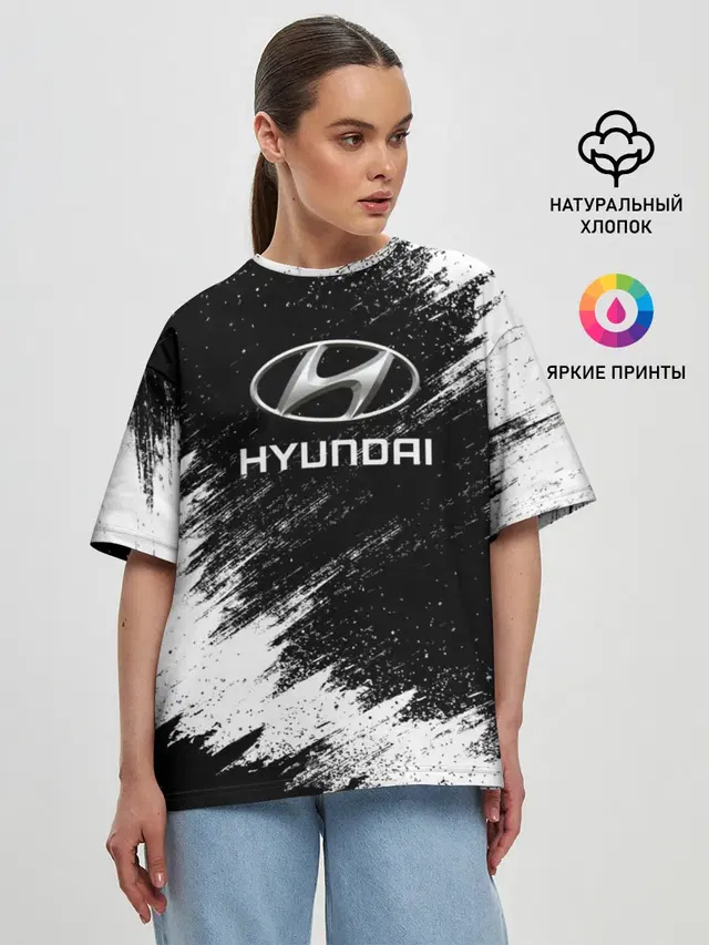 Женская футболка оверсайз с принтом «Hyundai»