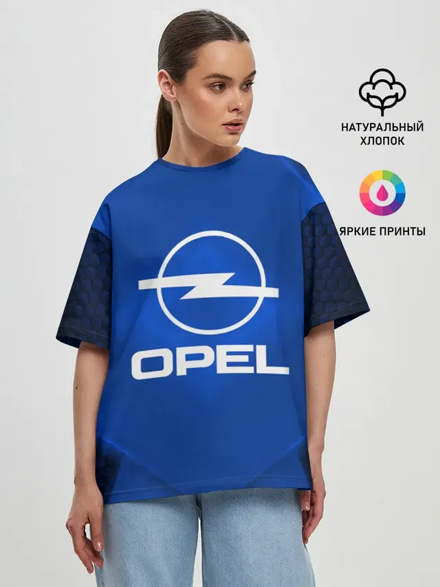 Женская футболка оверсайз с принтом «Opel — Opel SPORT»