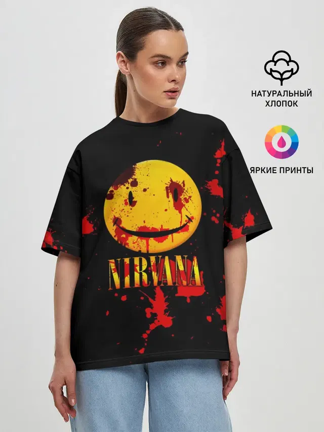 Женская футболка оверсайз с принтом «Nirvana»