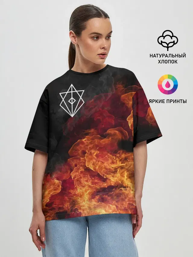 Женская футболка оверсайз с принтом «In Flames — В огне»