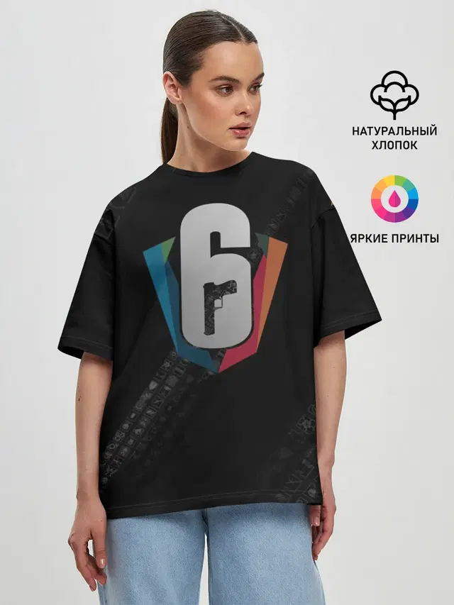 Женская футболка оверсайз с принтом «Rainbow SIX Siege Cybersport»