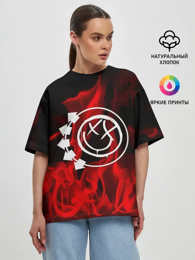 Женская футболка оверсайз с принтом «Blink 182»