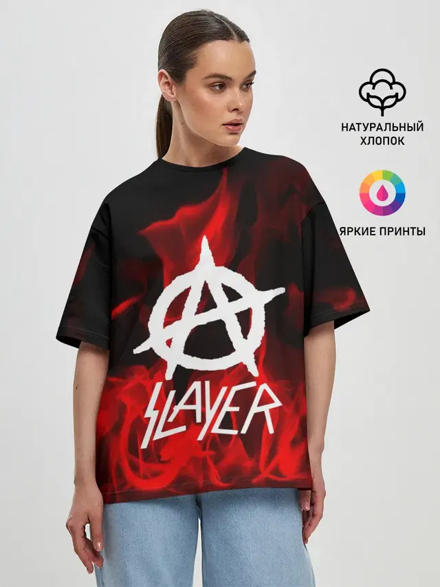 Женская футболка оверсайз с принтом «Slayer»