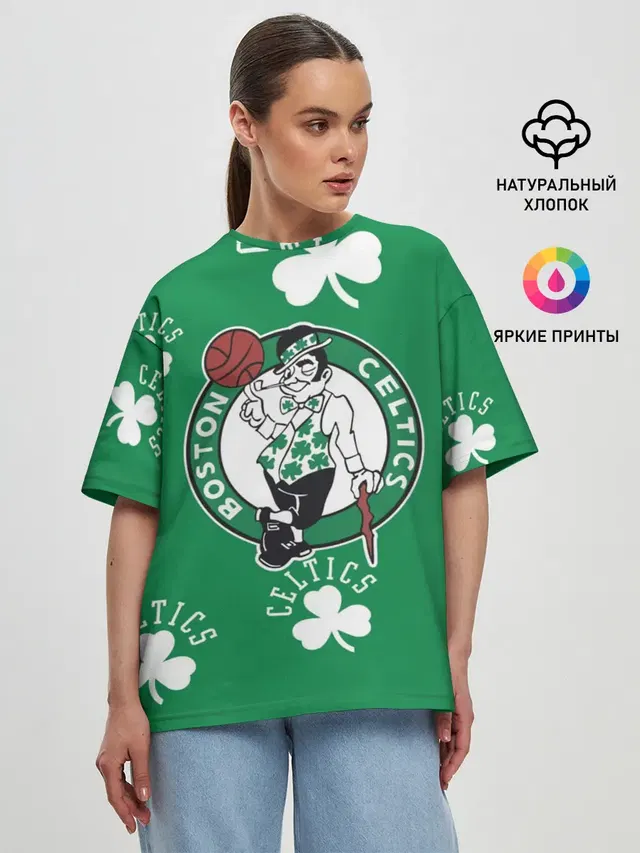 Женская футболка оверсайз с принтом «НБА — Boston celtics, nba»