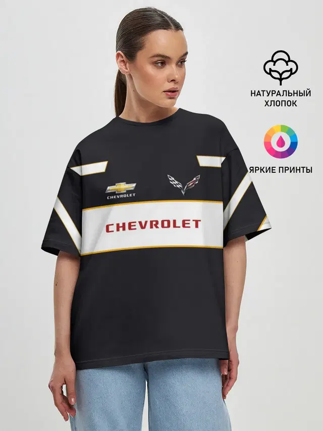 Женская футболка оверсайз с принтом «Chevrolet»