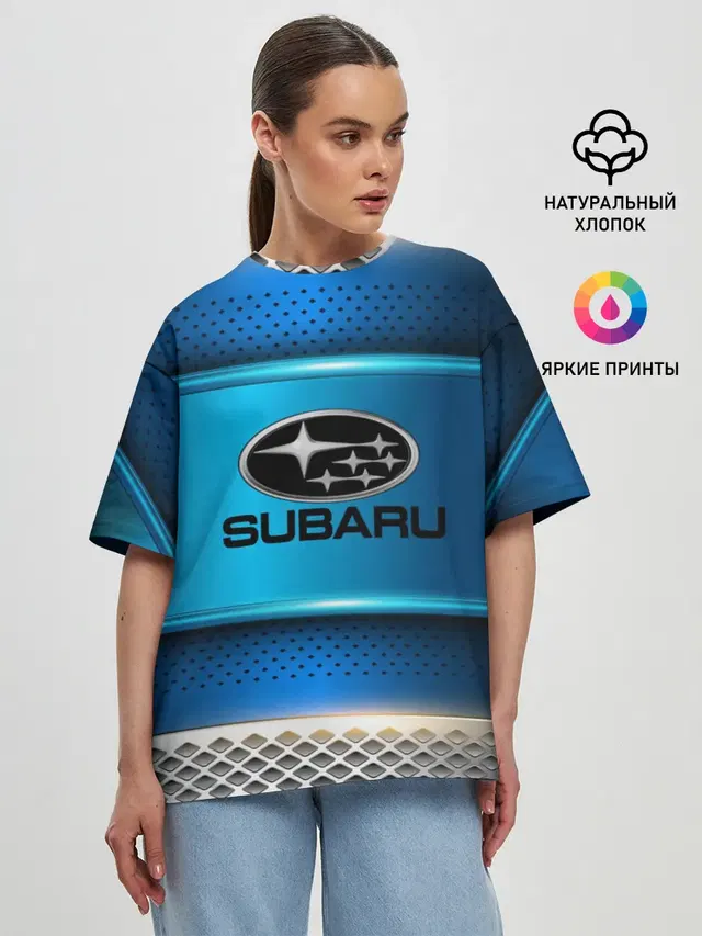Женская футболка оверсайз с принтом «SUBARU sport collection»