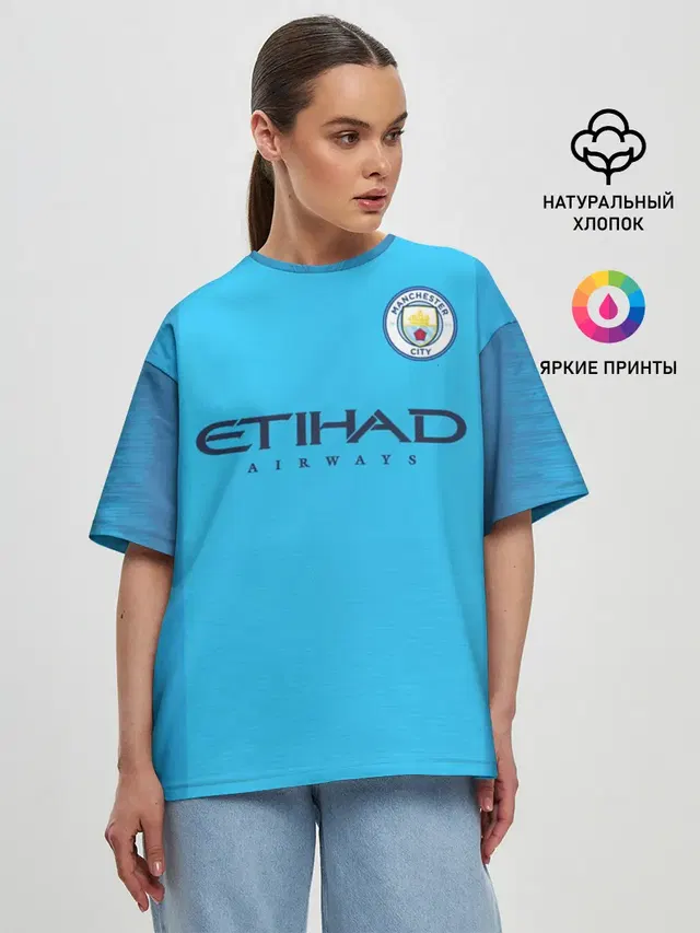 Женская футболка оверсайз с принтом «Манчестер Сити — Man. City 18-19»