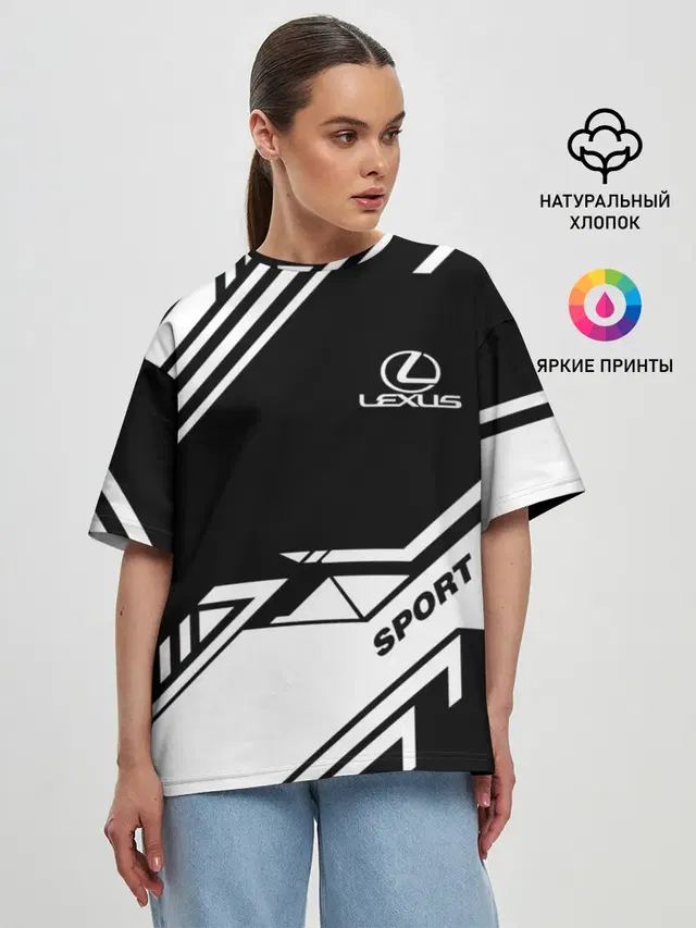 Женская футболка оверсайз с принтом «Lexus — LEXUS SPORT»