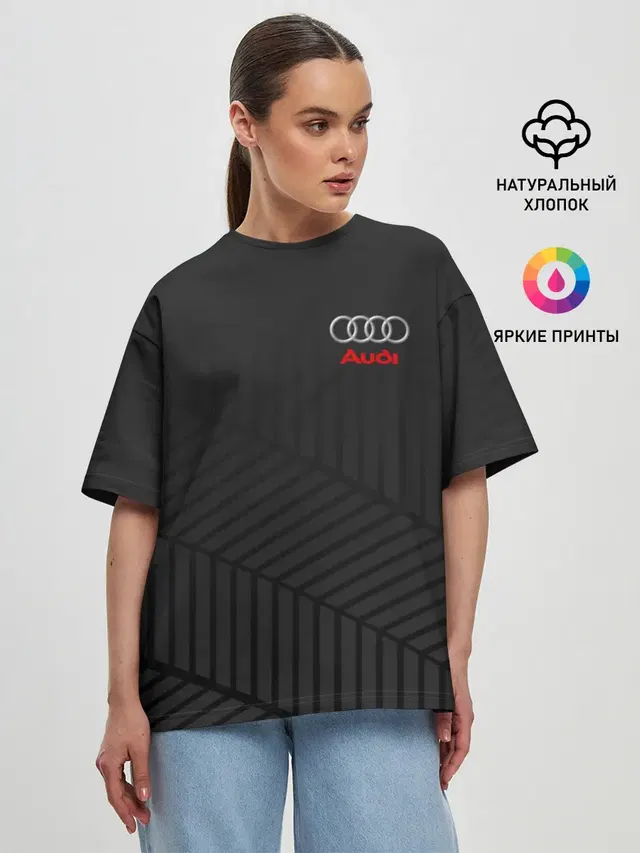 Женская футболка оверсайз с принтом «Audi — AUDI SPORT»