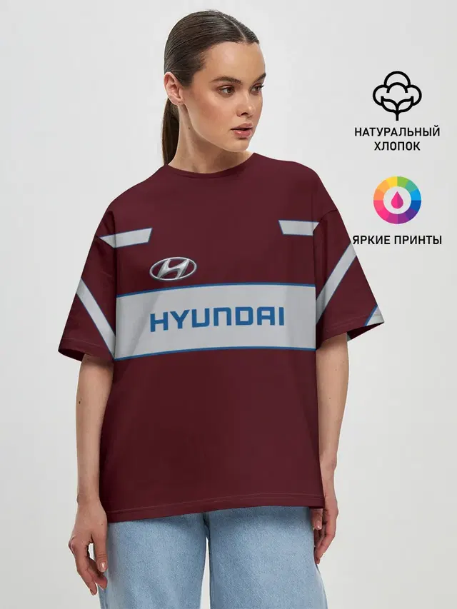 Женская футболка оверсайз с принтом «Hyundai»