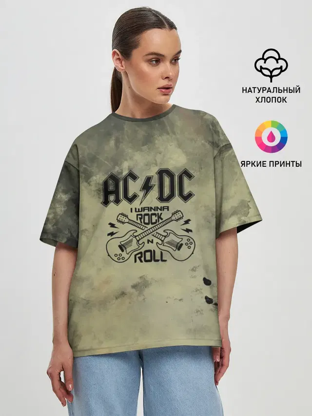 Женская футболка оверсайз с принтом «AC/DC»