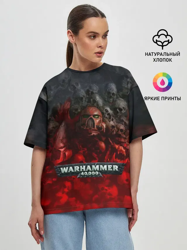 Женская футболка оверсайз с принтом «Ork — Warhammer 40000: Dawn Of War»