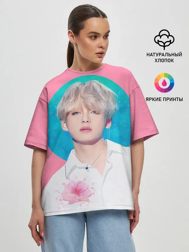 Женская футболка оверсайз с принтом «BTS — V»