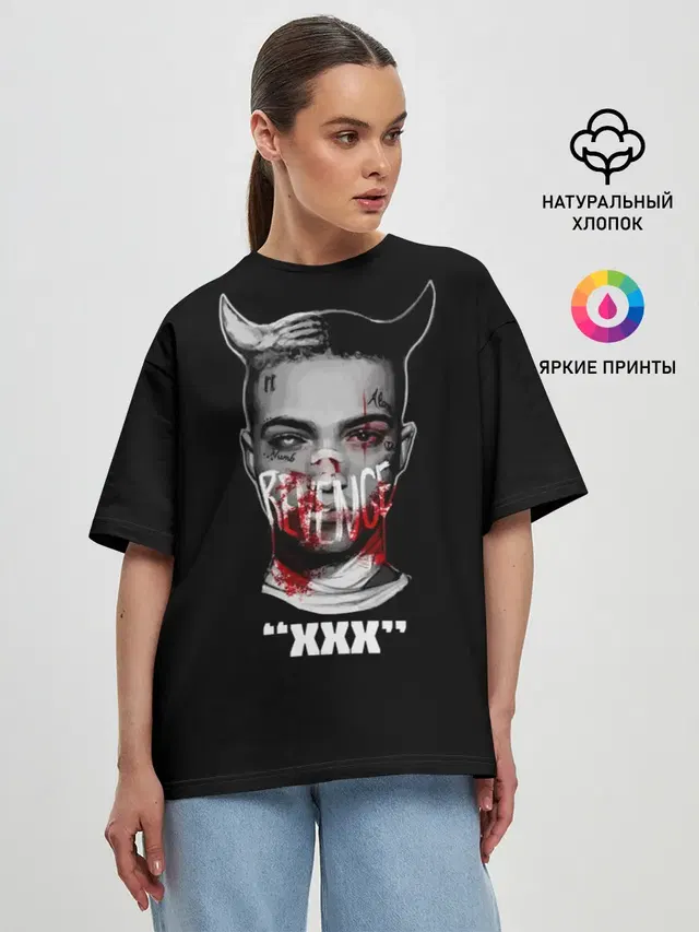 Женская футболка оверсайз с принтом «Зарубежные — XXX REVENGE»