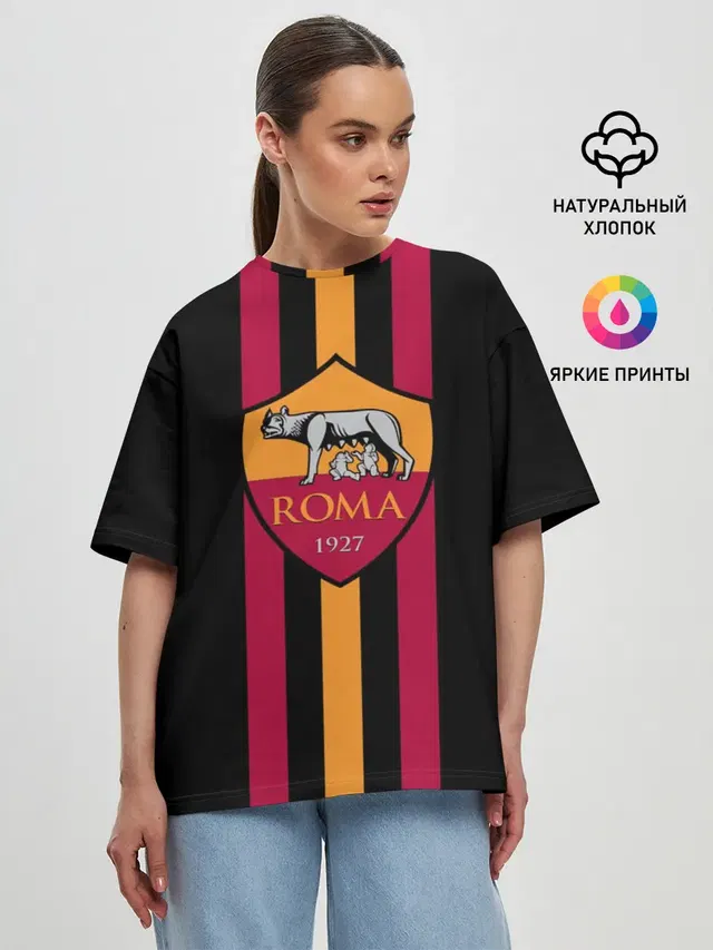Женская футболка оверсайз с принтом «Roma — FC Roma Lines»