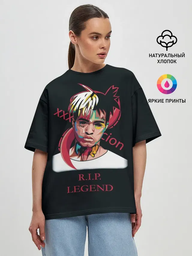 Женская футболка оверсайз с принтом «XXXtentacion — RIP Legend 2»