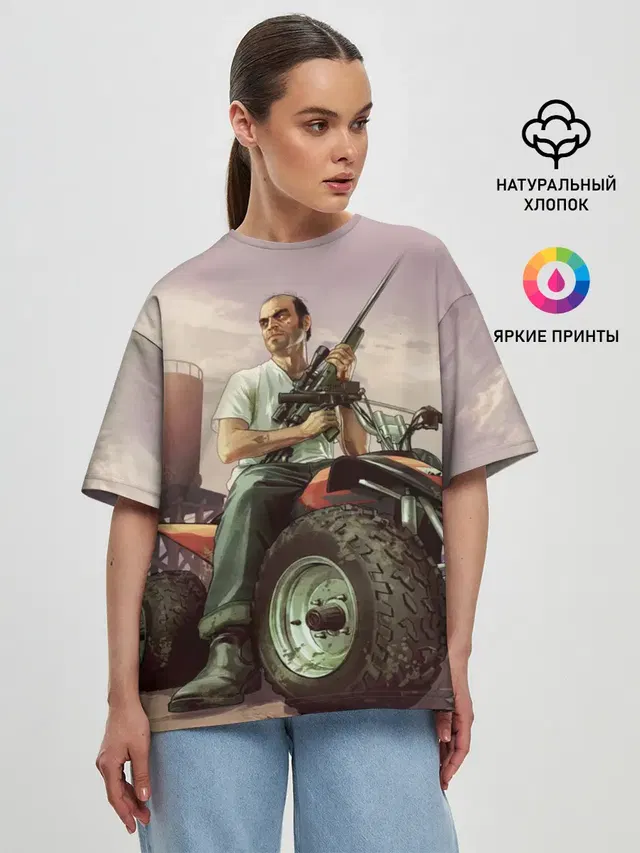 Женская футболка оверсайз с принтом «GTA — Grand Theft Auto»