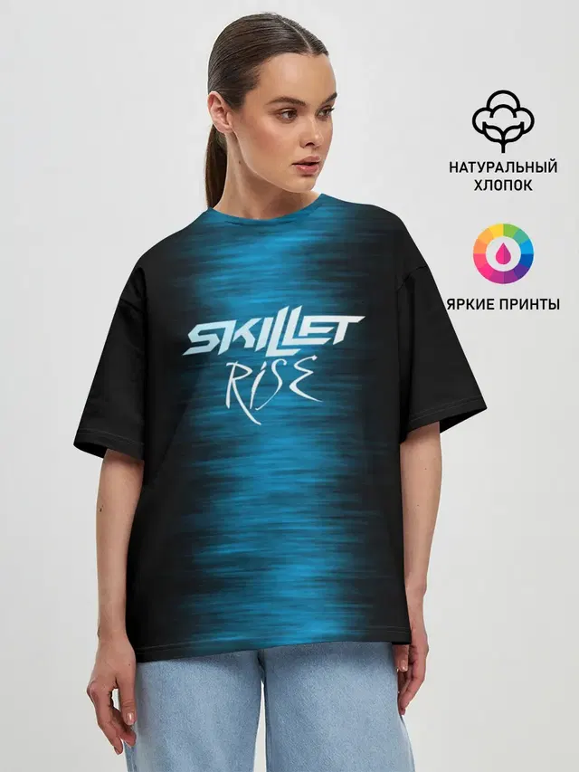 Женская футболка оверсайз с принтом «Skillet Rise»