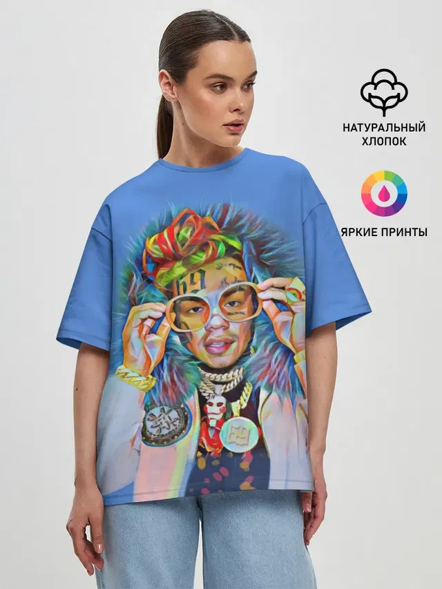 Женская футболка оверсайз с принтом «6IX9INE — 6IX9INE SWAG»