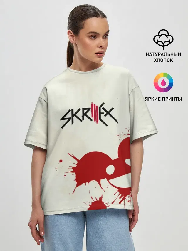 Женская футболка оверсайз с принтом «Skrillex»