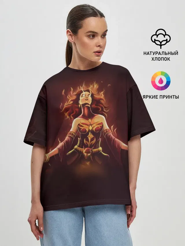 Женская футболка оверсайз с принтом «Dota2 — Dota 2 Lina»