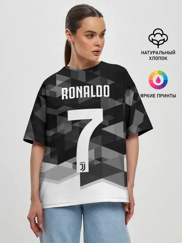 Женская футболка оверсайз с принтом «Ювентус — RONALDO JUVE SPORT»