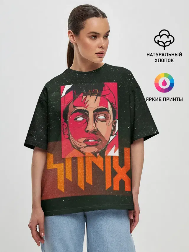 Женская футболка оверсайз с принтом «Yanix — Яникс»