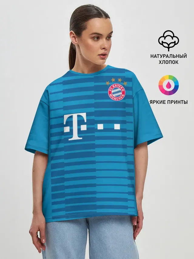 Женская футболка оверсайз с принтом «Bayern Munchen — Neuer home 18-19»