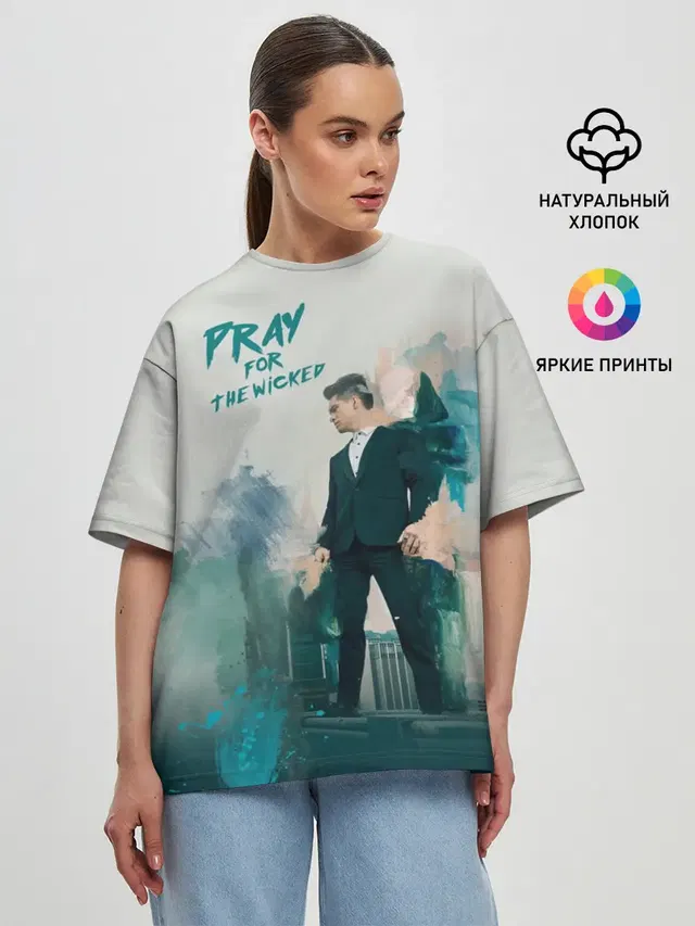 Женская футболка оверсайз с принтом «Panic! At the disco — Brendon Urie»