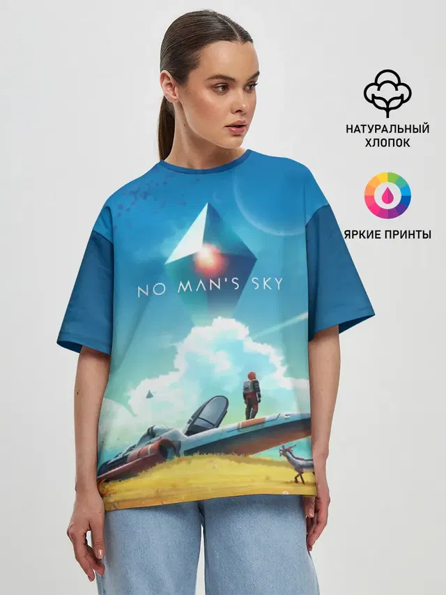 Женская футболка оверсайз с принтом «No Mans Sky — No Man’s Sky - Atlas Rises»