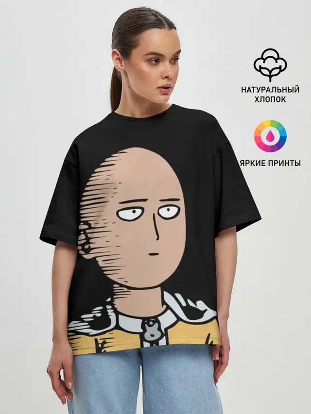 Женская футболка оверсайз с принтом «Ванпанчмен — One-Punch Man Ванпачмен»
