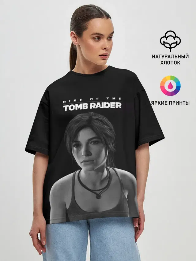 Женская футболка оверсайз с принтом «Tomb Raider — Rise if The Tomb Raider»