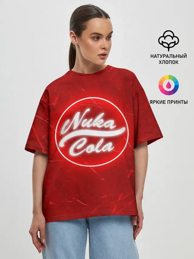 Женская футболка оверсайз с принтом «Nuka-Cola»