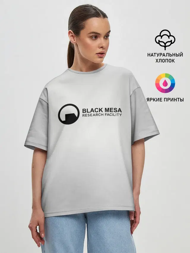 Женская футболка оверсайз с принтом «Half-Life — Black Mesa»
