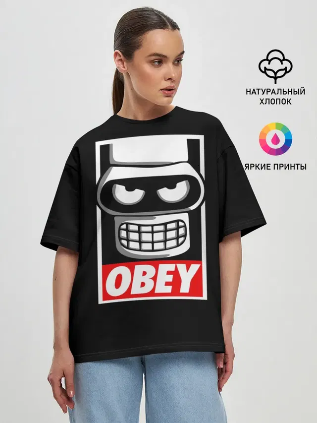 Женская футболка оверсайз с принтом «Futurama — Бендер»