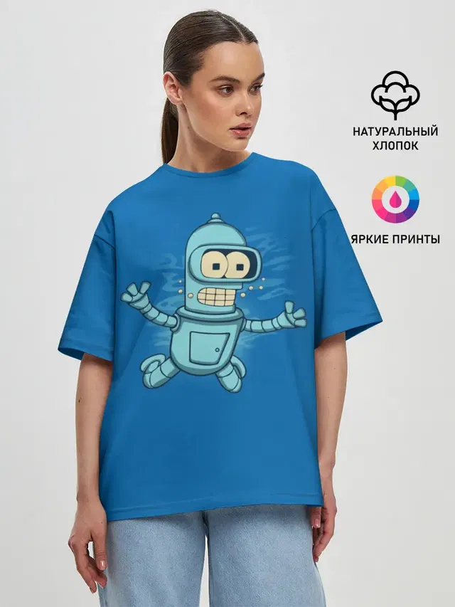 Женская футболка оверсайз с принтом «Futurama — Bender Nevermind»